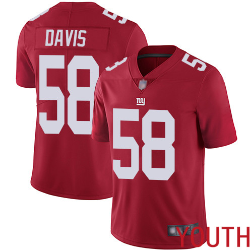 Youth New York Giants #58 Tae Davis Red Limited Red Inverted Legend Football NFL Jersey